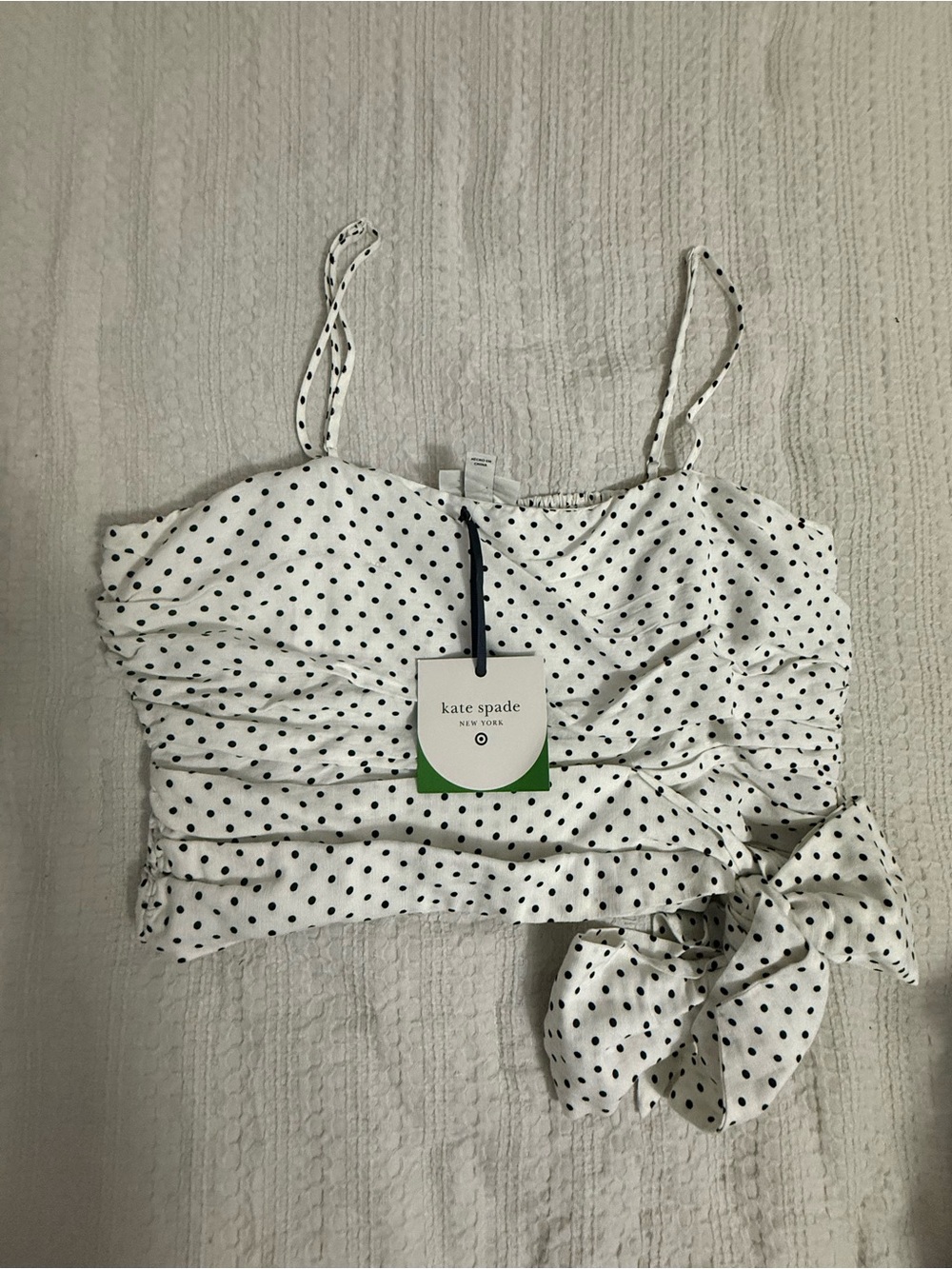 NWT Target x kate spade Polka Dot White Cropped Tie-Front Cami